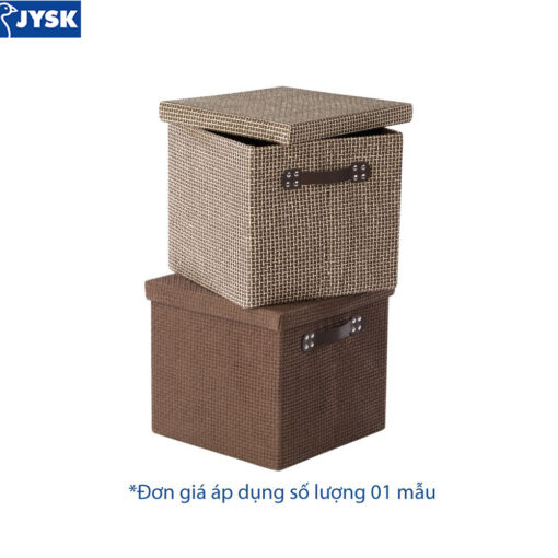 Hộp đựng | GODTFRED | giấy nén/nhựa terylene | be/nâu | R32xD32xC30cm
