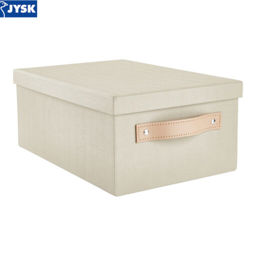 Hộp có nắp | FJORDUR | giấy nén | màu kaki | R23xD33xC14cm