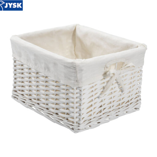 Giỏ | GORM | gỗ cây liễu/polyester | trắng | R27xD32xC20cm