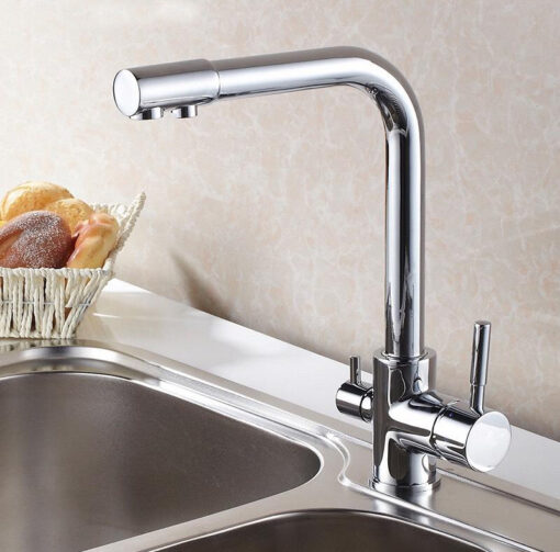 Vòi rửa bát Kagol K22 đồng mạ crome ba đường nước
