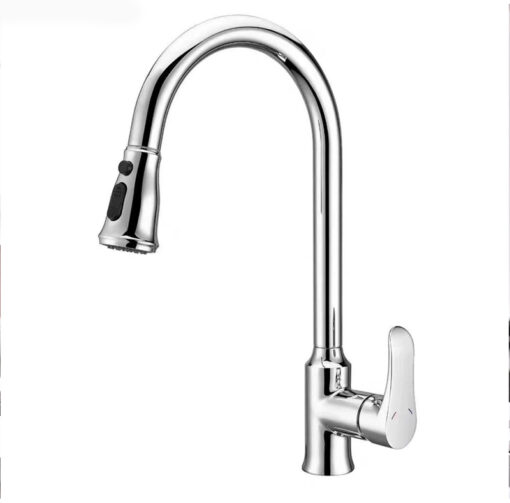 Vòi rửa bát Kagol K18 cần rút nóng lạnh đồng mạ