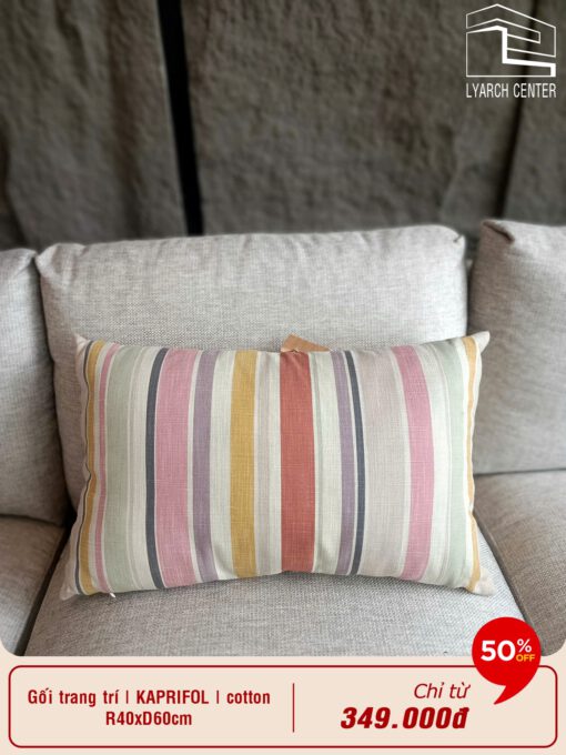 Gối trang trí KAPRIFOL cotton/polyester họa tiết kẻ sọc D60xR40cm